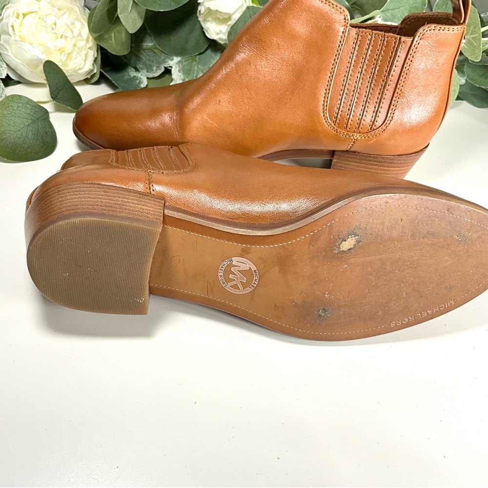 MICHAEL KORS Leather Ankle Bootie Caramel/Brown Boots 6 - Picture 4 of 9